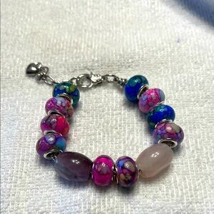 Colorful Beaded stone adjustable charm Bracelet